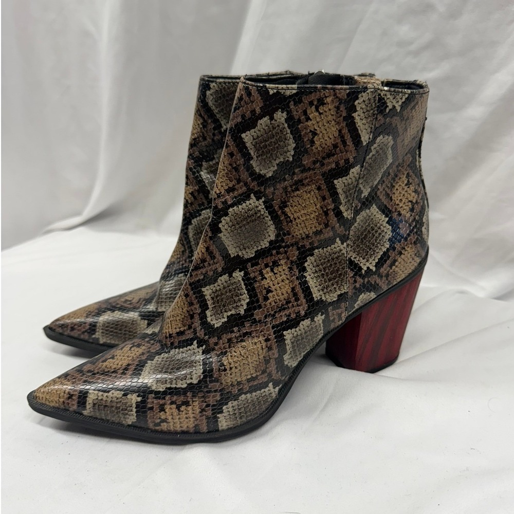Sam Edelman Women's Cornell Snake Print Block Heel Cowboy Ankle Boots Sz 9